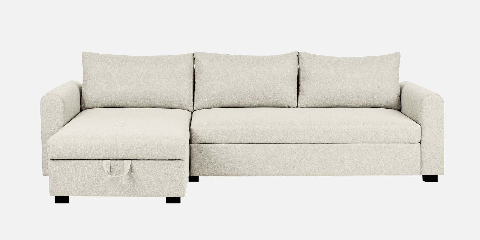 Sigma Fabric RHS Sectional (3+ Lounger) in Ivory Cream Colour