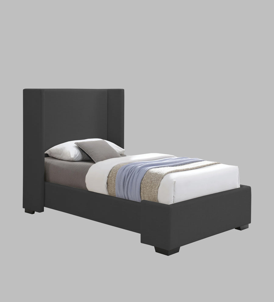 Kirby Fabric Upholstered Single Size Bed In Charcoal Grey Colour - Febonic Living