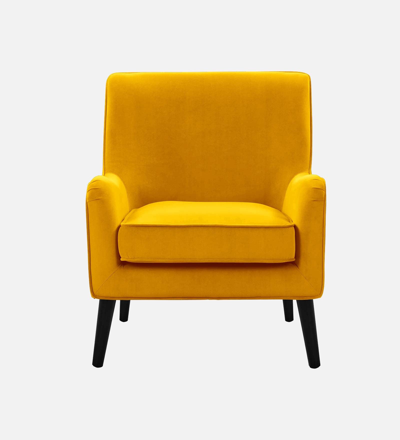 Ame Velvet Upholstered Wingback Chair in Turmeric Yellow Colour