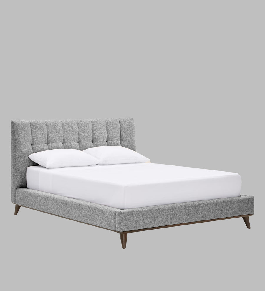 Jasmin Fabric Upholstered Queen Bed In Lit Grey Colour - Febonic Living