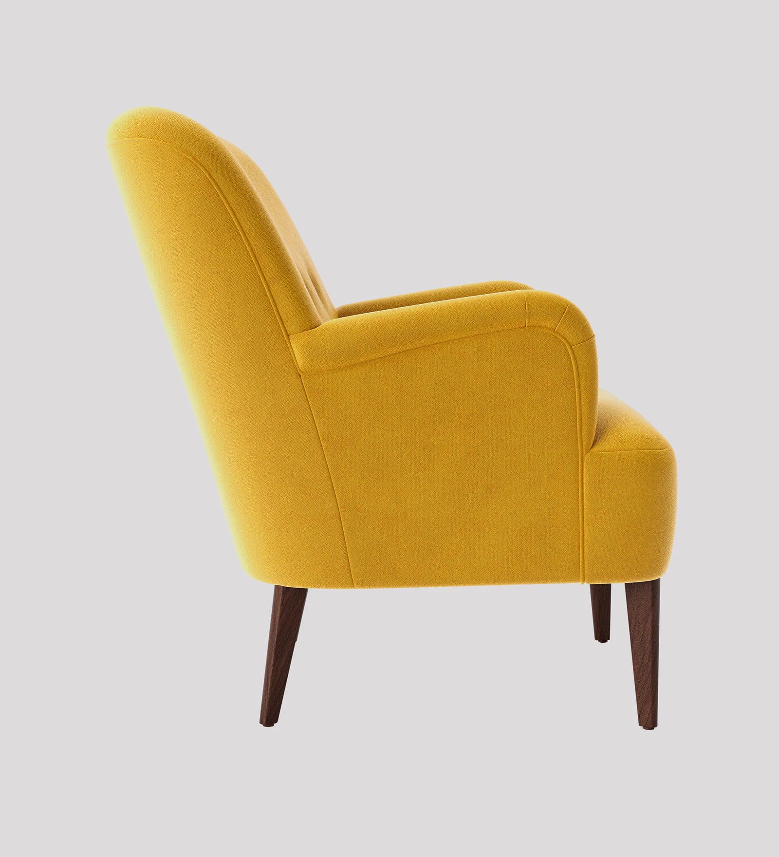 Zews Velvet Fabric 1 Seater Wing Chair in Safforn Yellow Colour