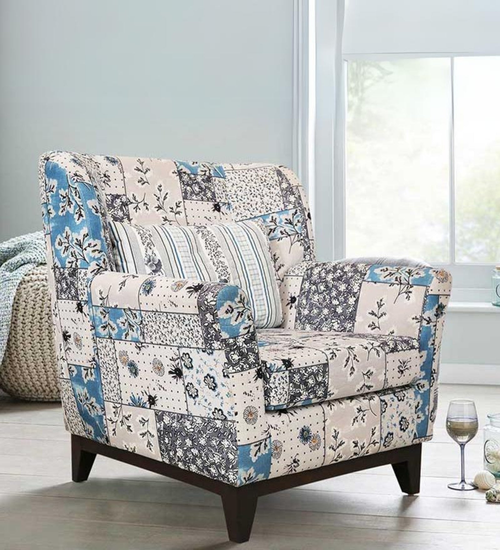 Bolton Floral Print Fabric Accent Chair in Multi Colour