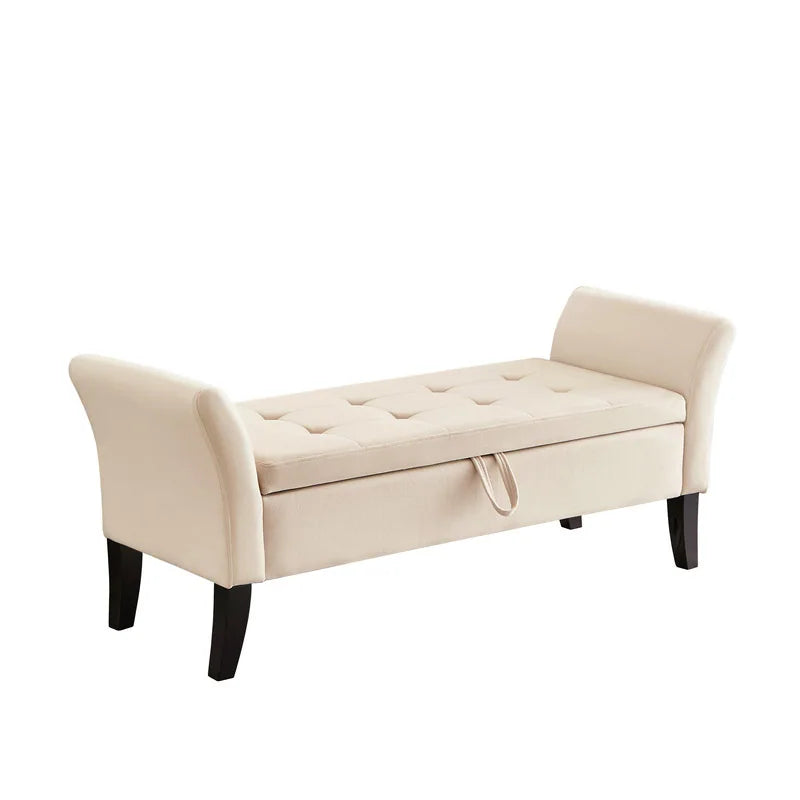 Dhaka Velvet 2 Seater Recamier In Camel Beige Colour With Storage - Febonic Living