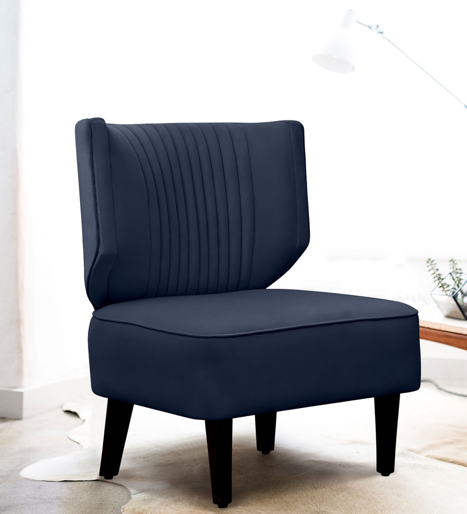 Robby Velvet Accent Chair in Royal Blue Colour