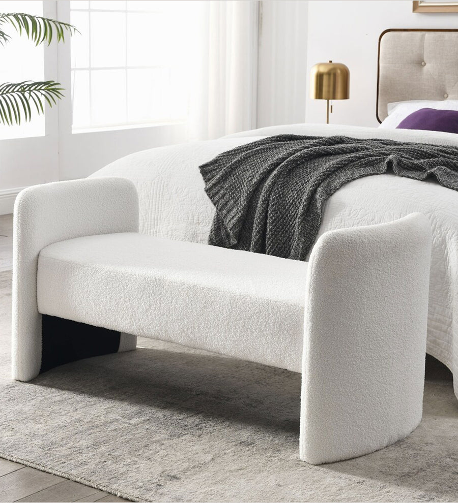 Havana Boucle 2 Seater Recamier - Shell White by Febonic Living