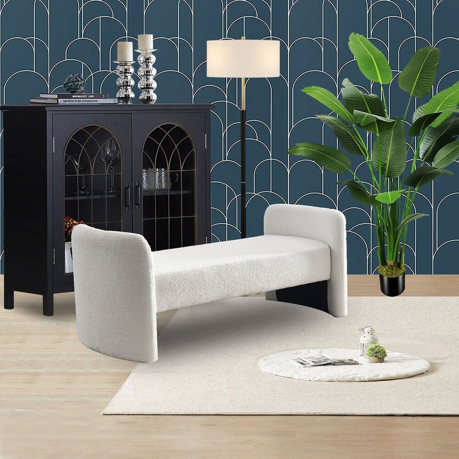 Havana Boucle 2 Seater Recamier In Shell White Colour - Febonic Living