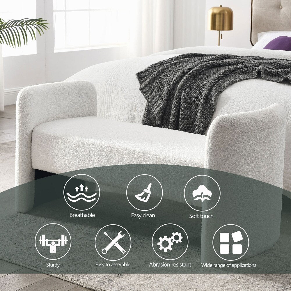 Havana Boucle 2 Seater Recamier In Shell White Colour - Febonic Living