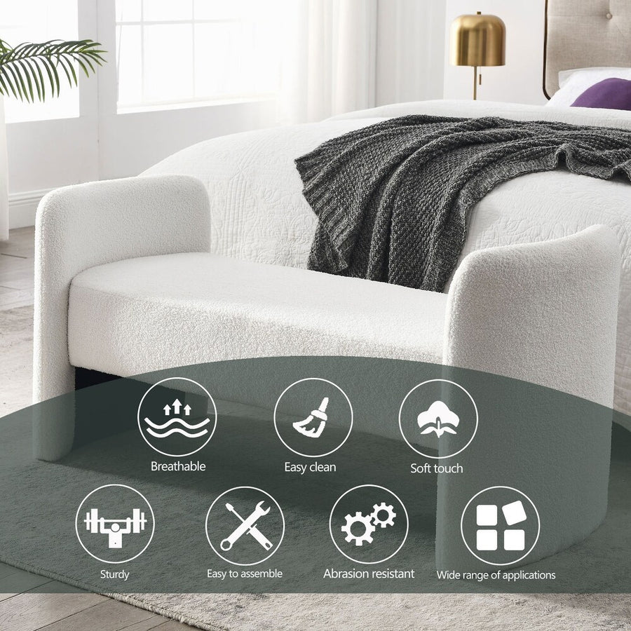 Havana Boucle 2 Seater Recamier In Shell White Colour - Febonic Living
