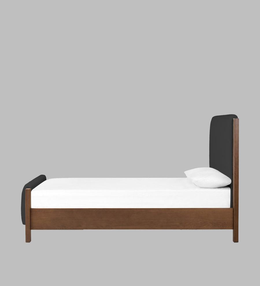 Zoro Boucle Upholstered Queen Size Bed In Shadow Grey Colour - Febonic Living