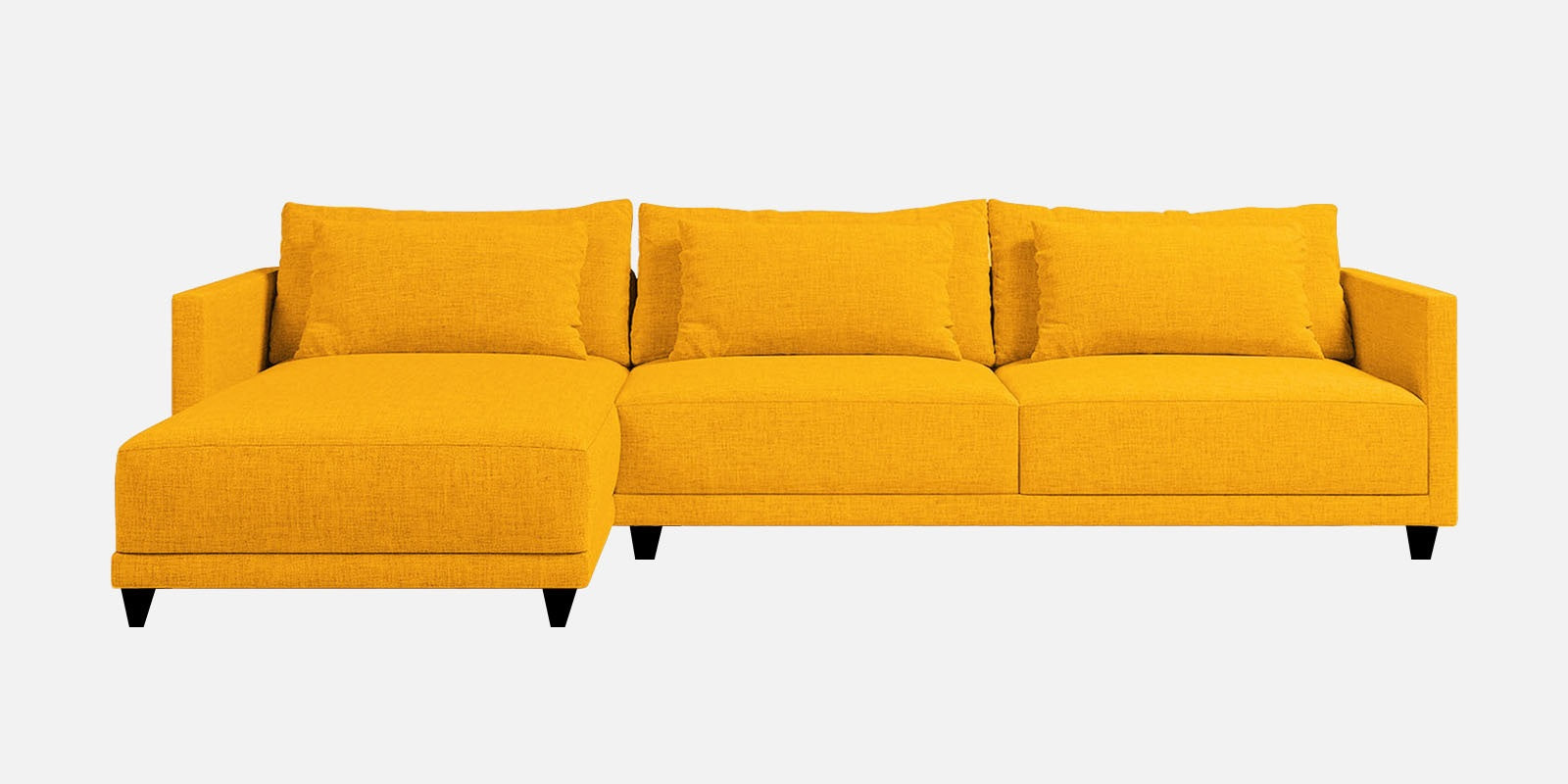 Kera Fabric RHS Sectional Sofa (3+Lounger) In Bold Yellow Colour