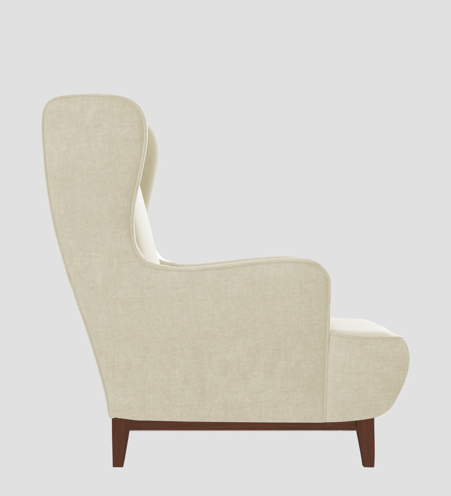Suri Velvet Wing Chair In Warm White Colour - Febonic Living