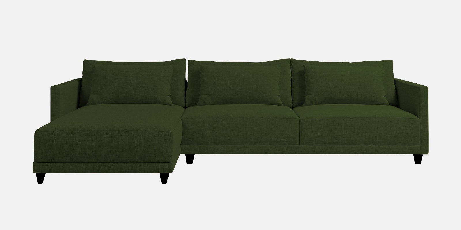 Kera Fabric RHS Sectional Sofa (3+Lounger) In Olive Green Colour