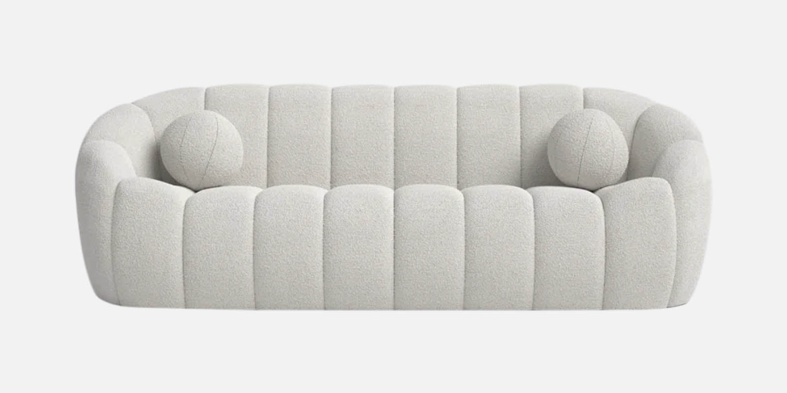 Boucle Fur Fabric 3 Seater Sofa in Bright White Colour