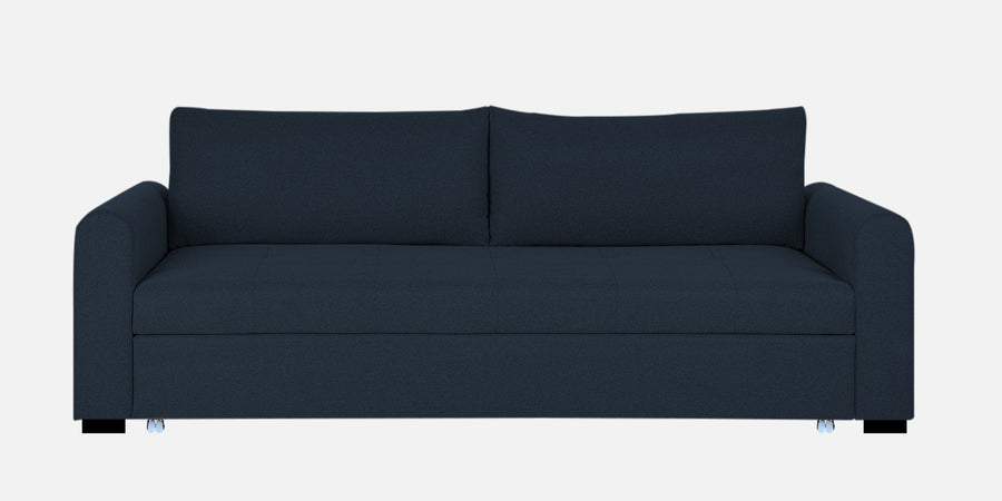 Sigma Fabric 3 Seater Pull Out Sofa Cum Bed In Denim Blue Colour - Febonic Living