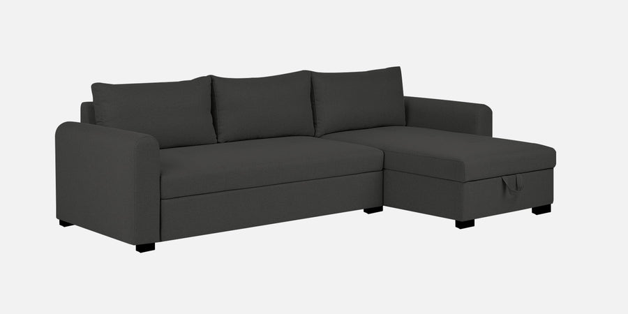 Sigma Fabric Lhs Sectional Sofa 3 Lounger In Charcoal Grey Colour - Febonic Living