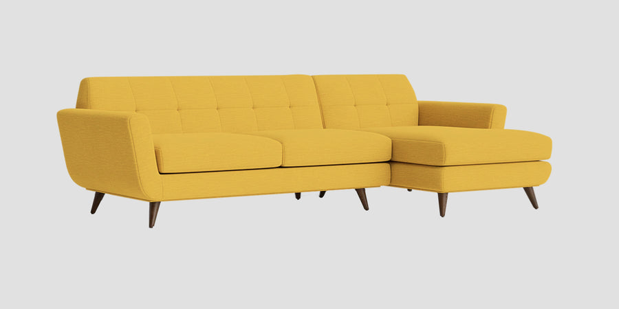 Jasmin Fabric Lhs Sectional Sofa 3 Lounger In Bold Yellow Colour - Febonic Living