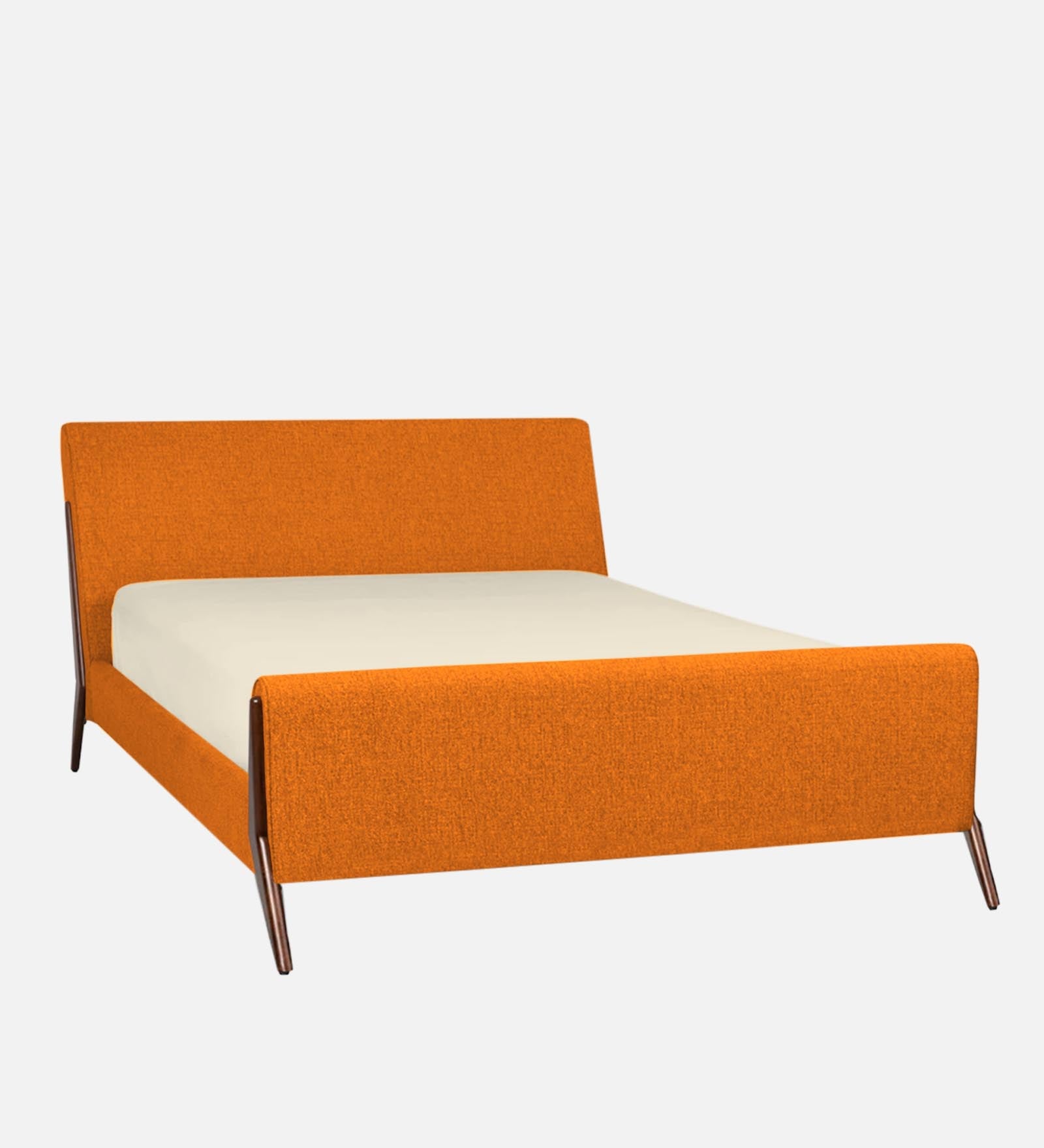 Catla Fabric Queen Size Bed In Vivid Orange Colour