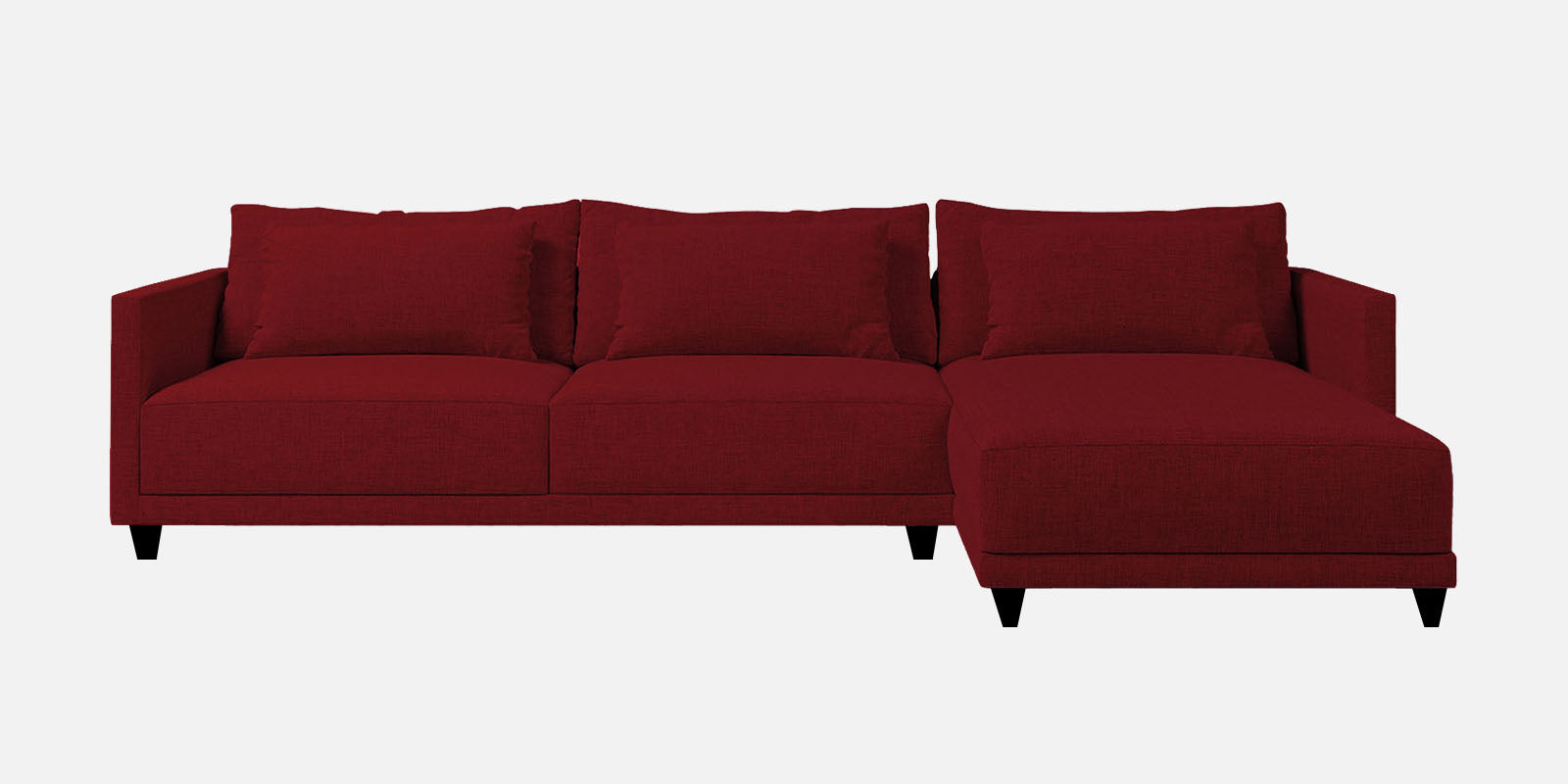 Kera Fabric LHS Sectional Sofa (3+Lounger) In Blood Maroon Colour