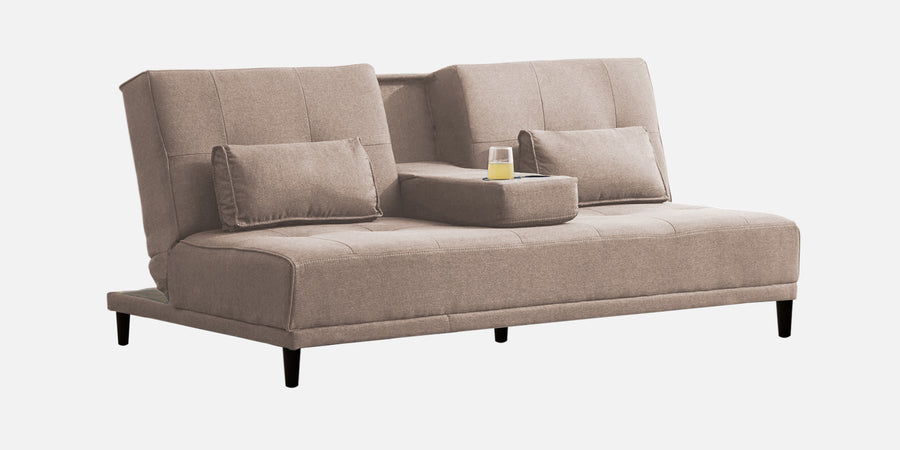 Jerry Fabric 3 Seater Convertible Sofa Cum Bed In Kadhi Beige Colour - Febonic Living