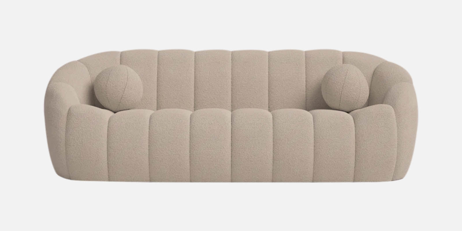 Boucle Fur Fabric 3 Seater Sofa in Regal Beige Colour