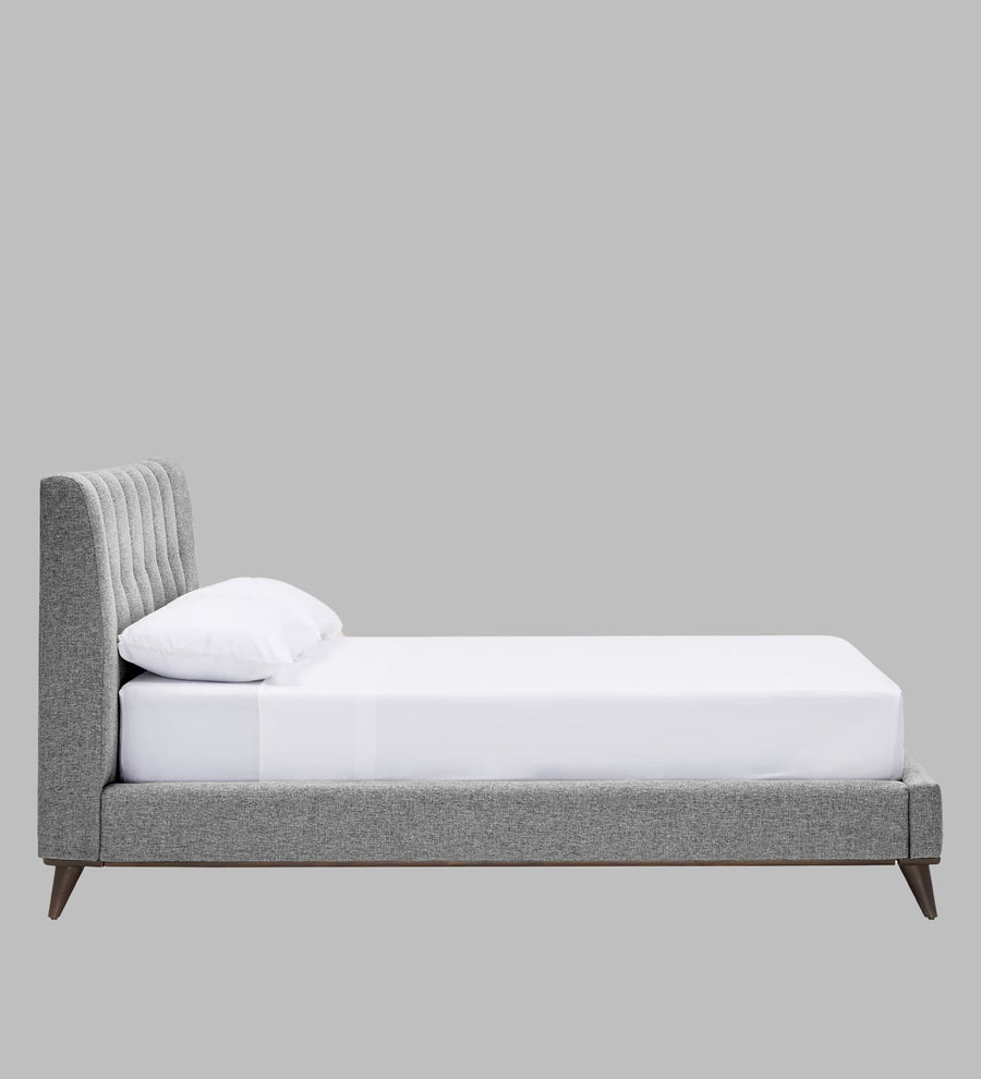 Jasmin Fabric Upholstered Queen Bed In Lit Grey Colour - Febonic Living