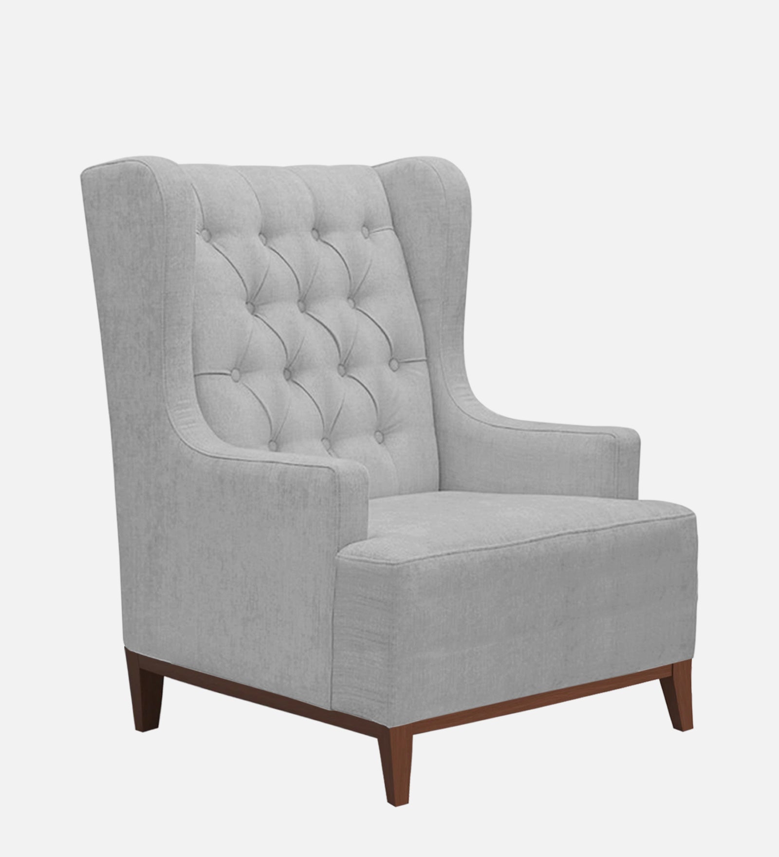 Kuchi Fabric 1 Seater Wing Chair Sofa in Lit Grey Colour