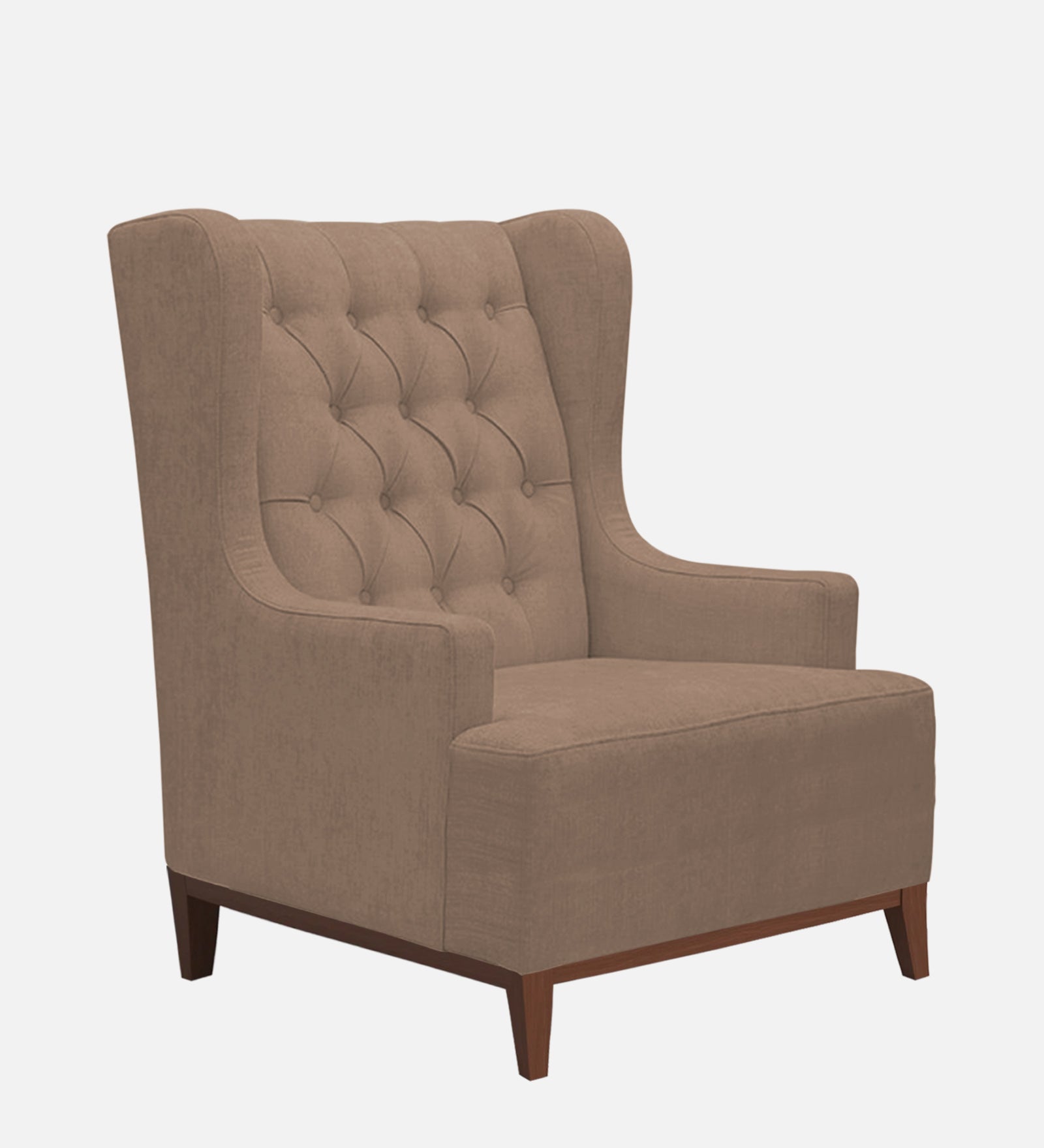 Kuchi Fabric 1 Seater Wing Chair Sofa in Cookie Beige Colour