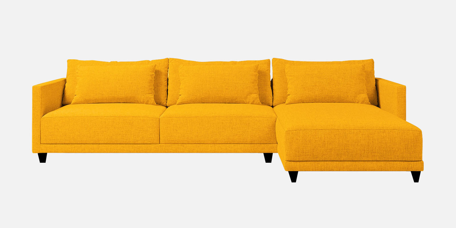 Kera Fabric LHS Sectional Sofa (3+Lounger) In Bold Yellow Colour