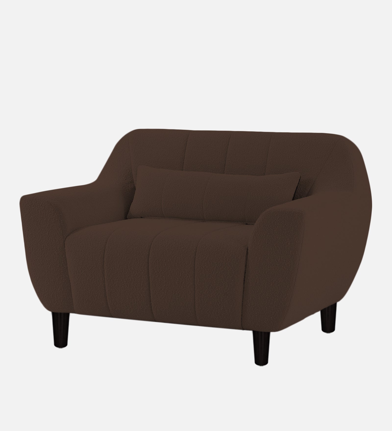 Nesco Fur Fabric 1 Seater Sofa in Bringo Brow Colour