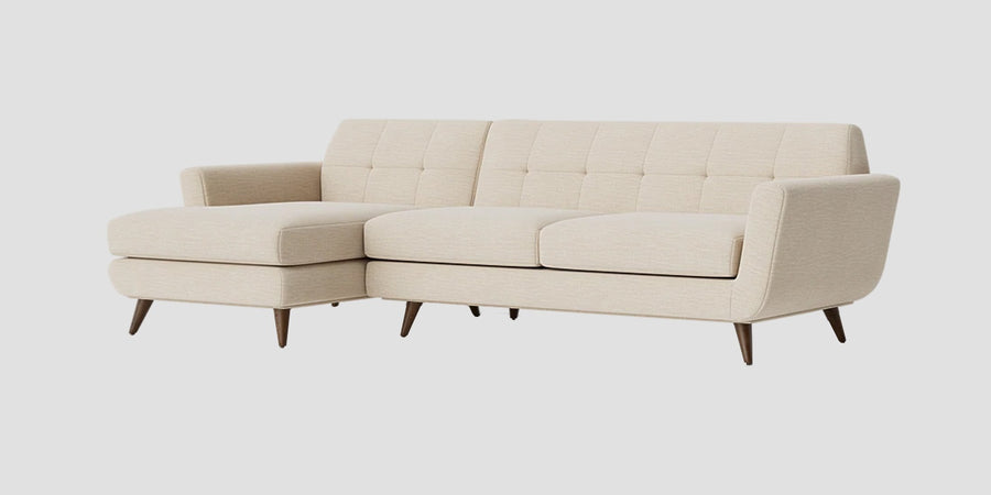 Jasmin Fabric Rhs Sectional Sofa 3 Lounger In Ivory Cream Colour - Febonic Living