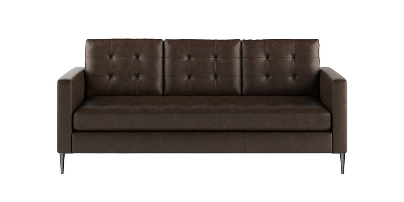 Zelso Leatherette 3 Seater Sofa in Coal Brown Colour