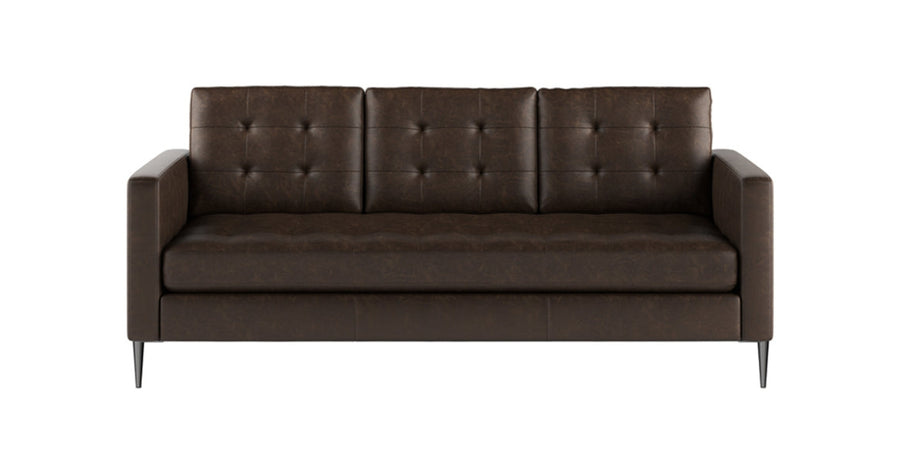 Zelso Leatherette 3 Seater Sofa In Coal Brown Colour - Febonic Living