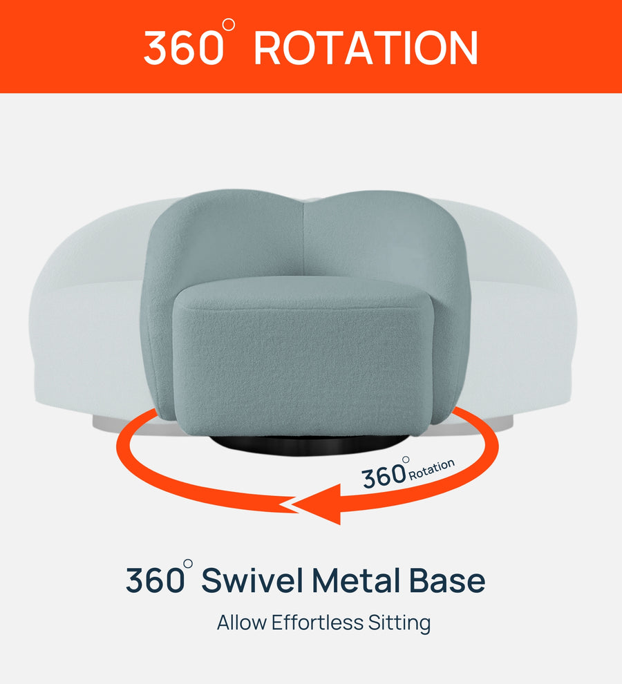 Miles Boucle Fabric Swivel Chair In Rose Pink Colour - Febonic Living