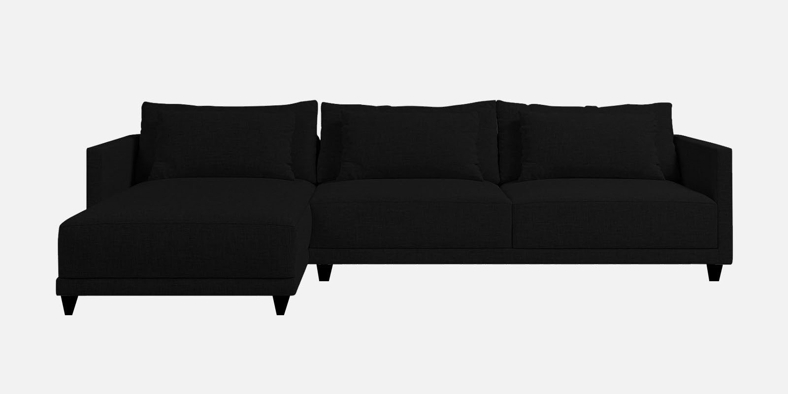 Kera Fabric RHS Sectional Sofa (3+Lounger) In Zed Black Colour