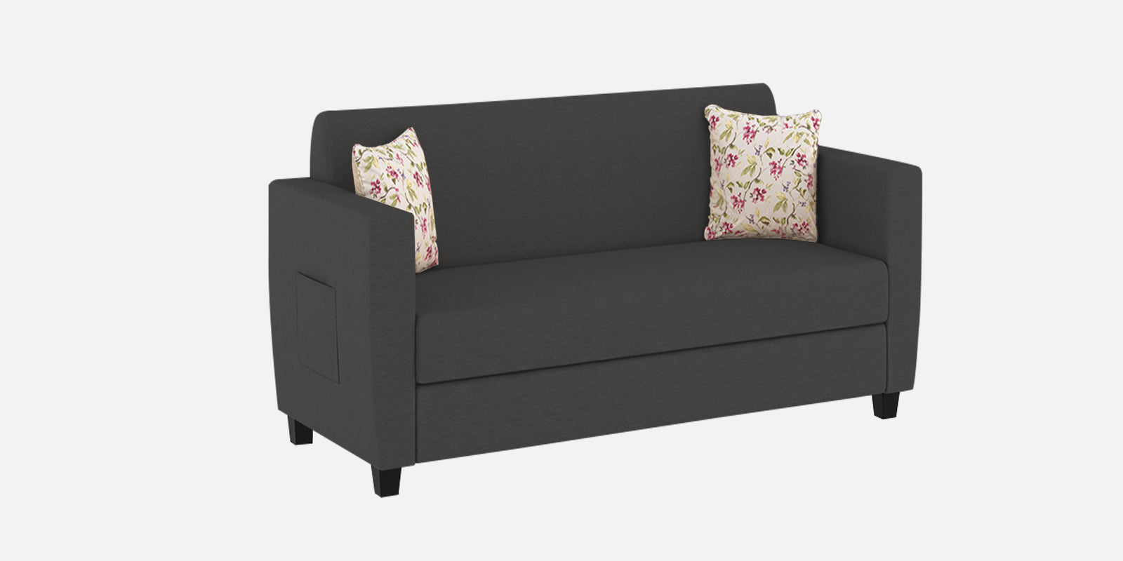 Gozi Fabric 2 Seater Sofa In Charcoal Grey Colour