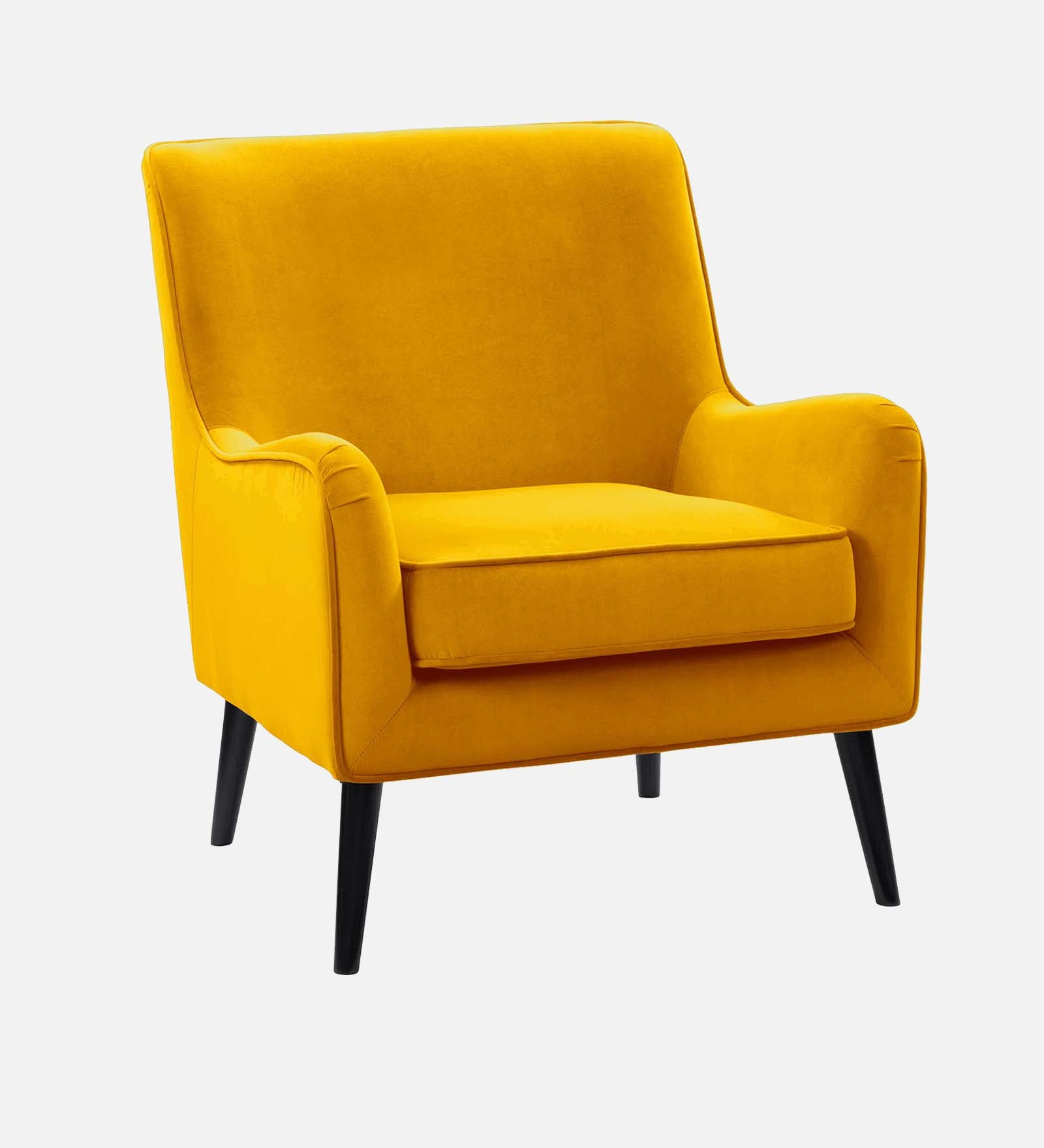 Ame Velvet Upholstered Wingback Chair in Turmeric Yellow Colour