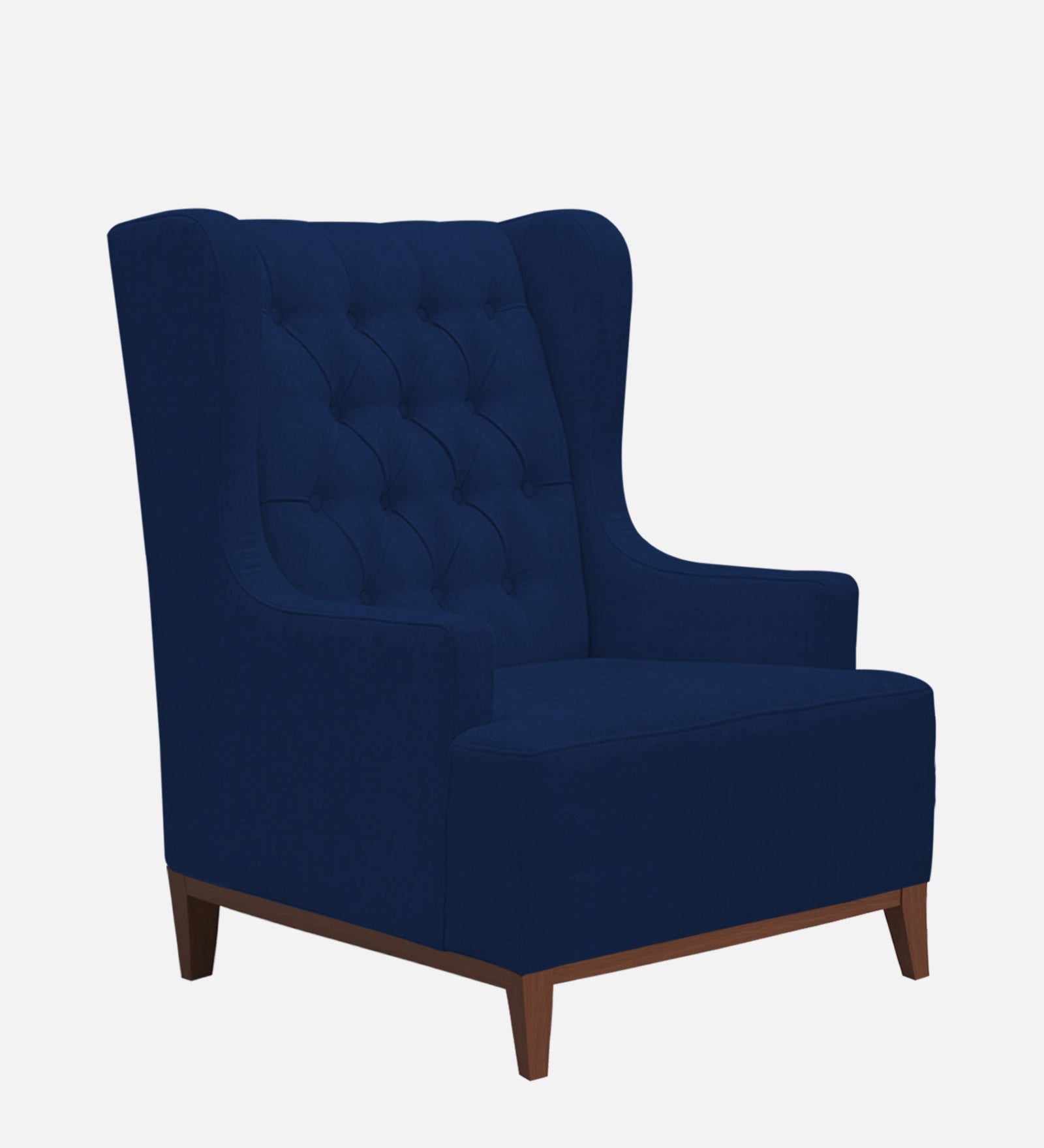 Kuchi Fabric 1 Seater Wing Chair Sofa in Royal Blue Colour