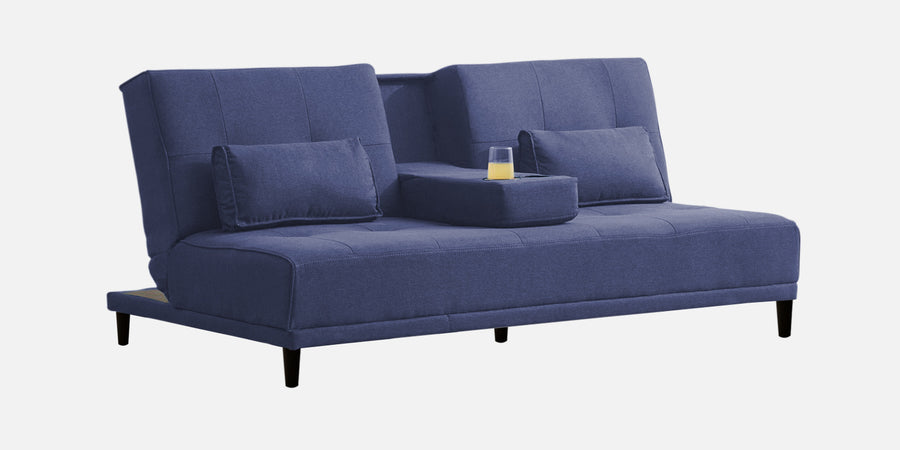 Jerry Fabric 3 Seater Convertible Sofa Cum Bed In Slate Blue Colour - Febonic Living