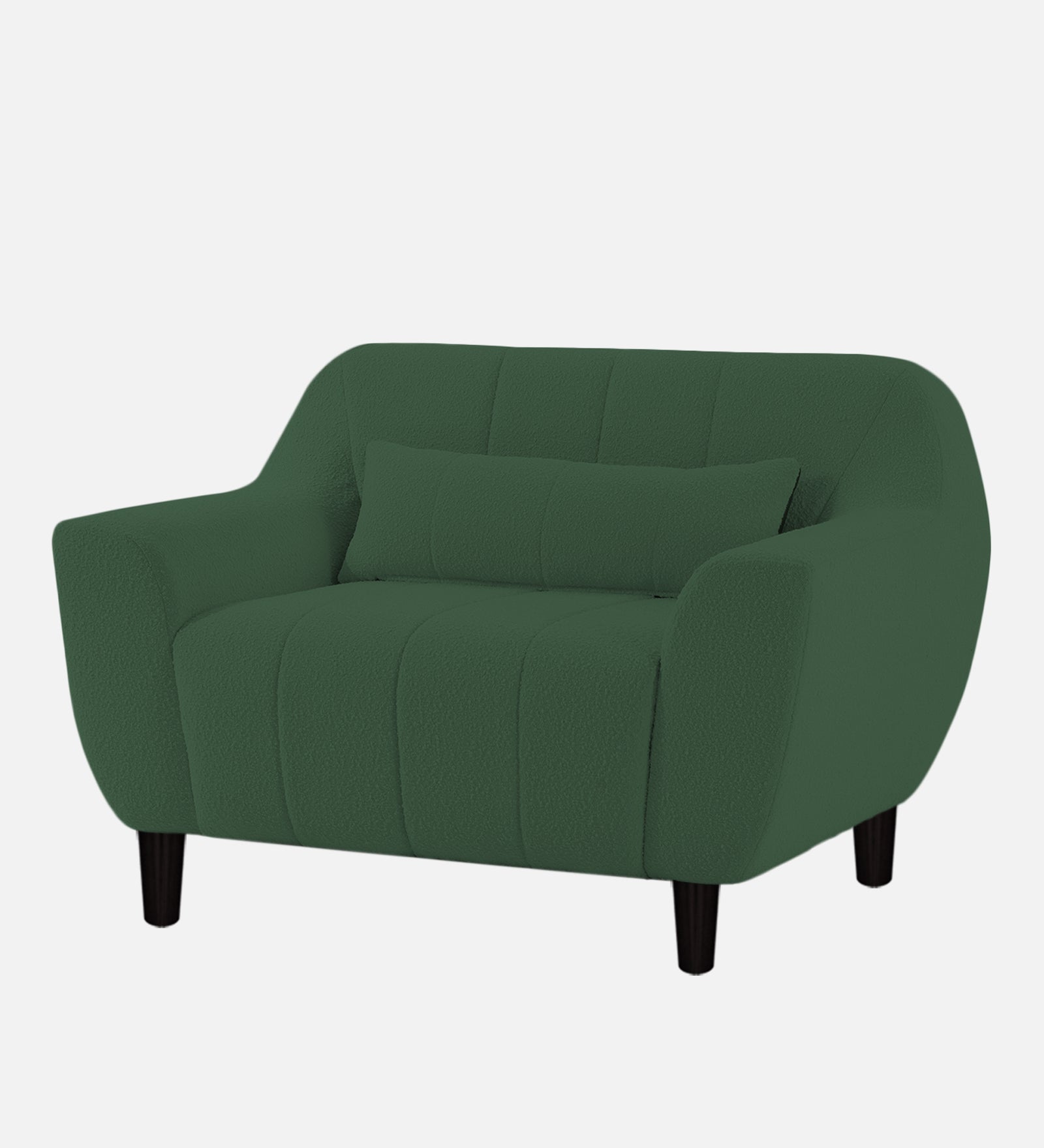 Nesco Fur Fabric 1 Seater Sofa in Bottle Green Colour