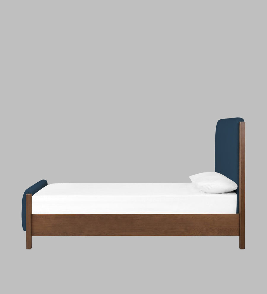 Zoro Boucle Upholstered King Size Bed In Classic Blue Colour - Febonic Living