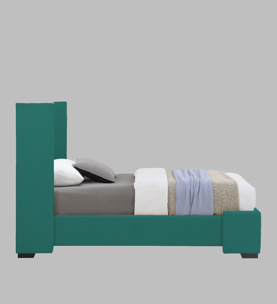 Kirby Fabric Upholstered Single Size Bed In Sea Green Colour - Febonic Living