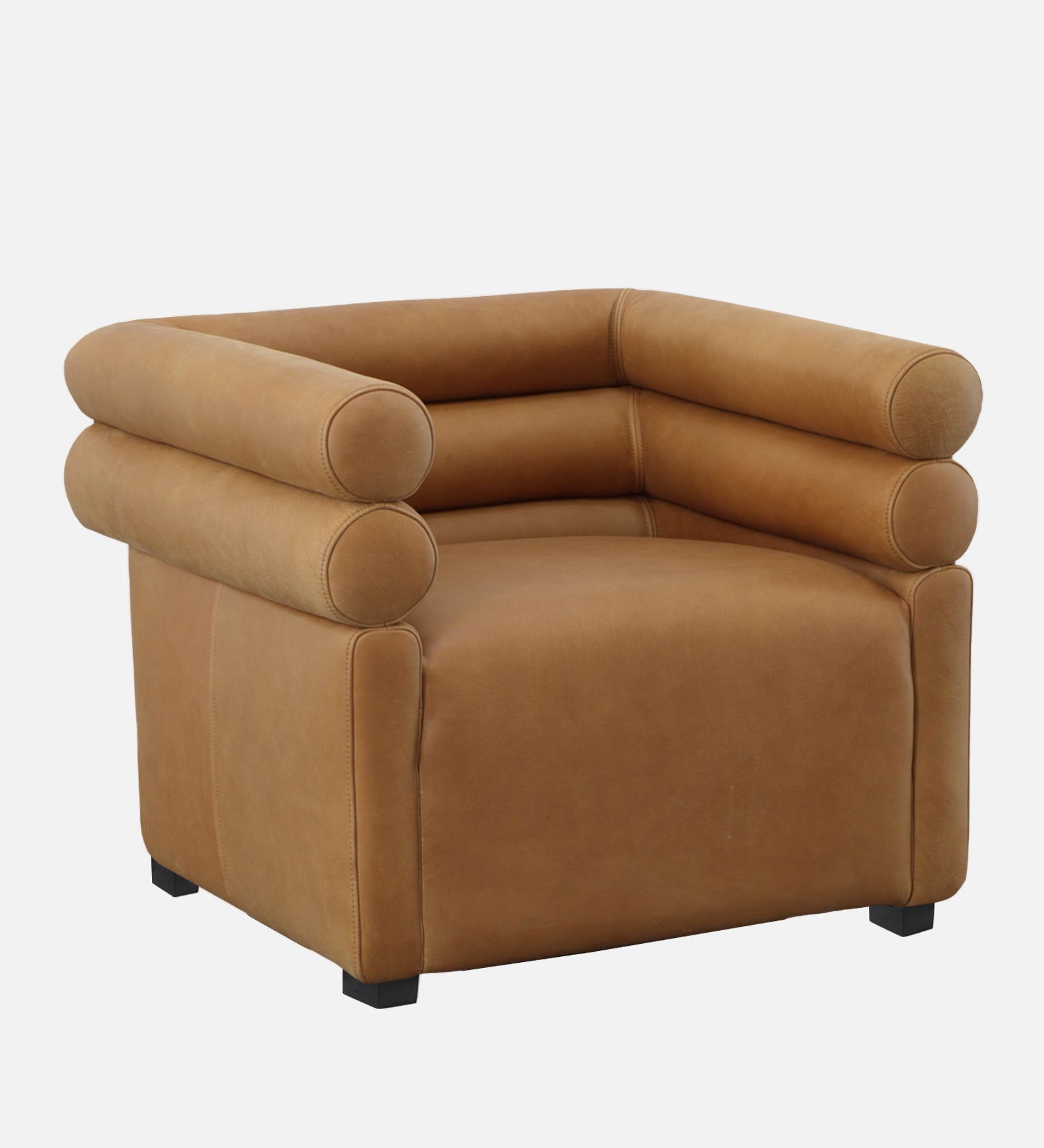 Arve Leather Arm Chair in Matte Brown Colour