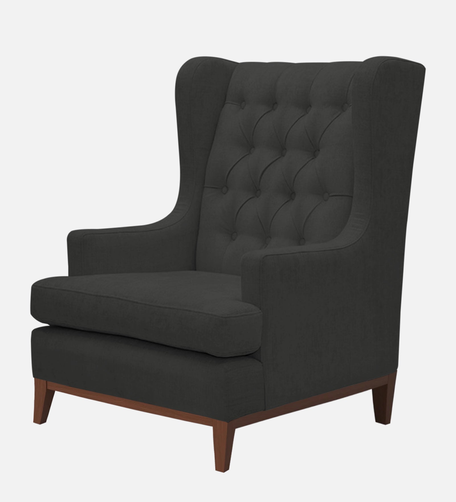 Panas Fabric 1 Seater Wing Chair in Charcoal Grey Colour