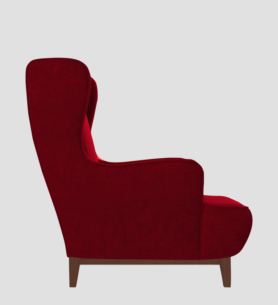 Suri Velvet Wing Chair In Cherry Red Colour - Febonic Living