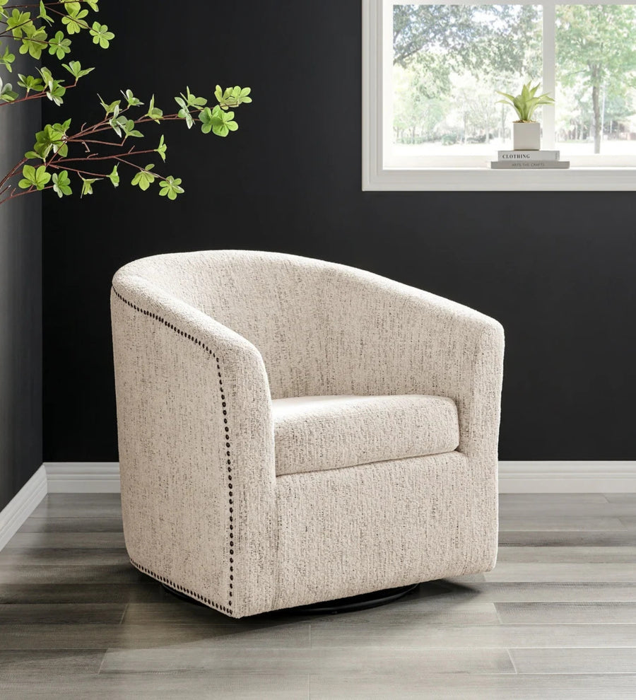 Loki  Swivel Fabric Chair - Ash Grey by Febonic Living