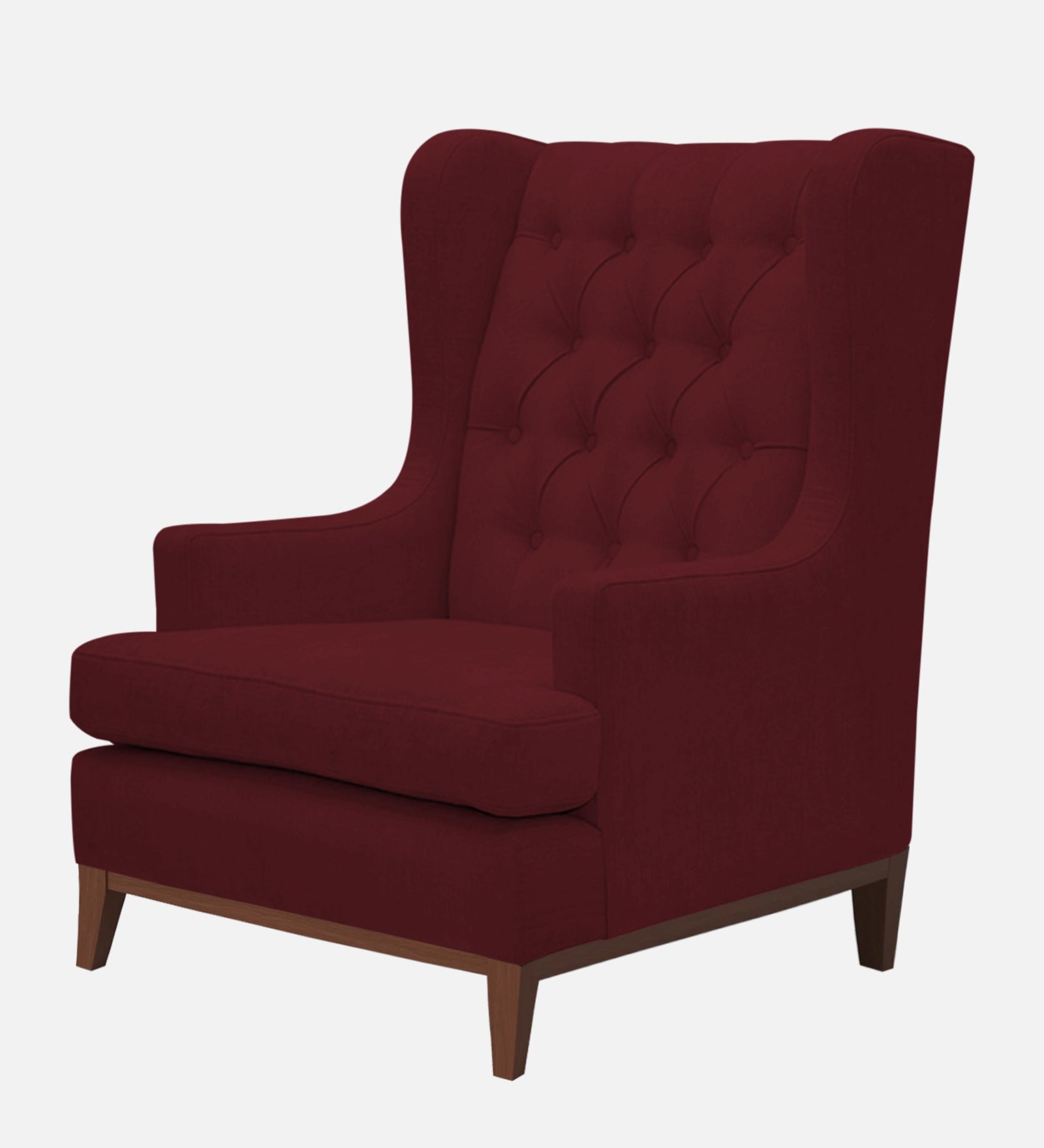 Panas Fabric 1 Seater Wing Chair in Blood Maroon Colour