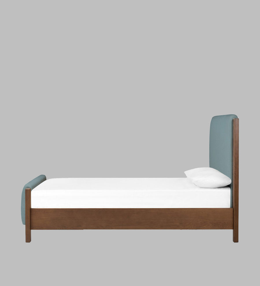 Zoro Boucle Upholstered Queen Size Bed In Storm Blue Colour - Febonic Living