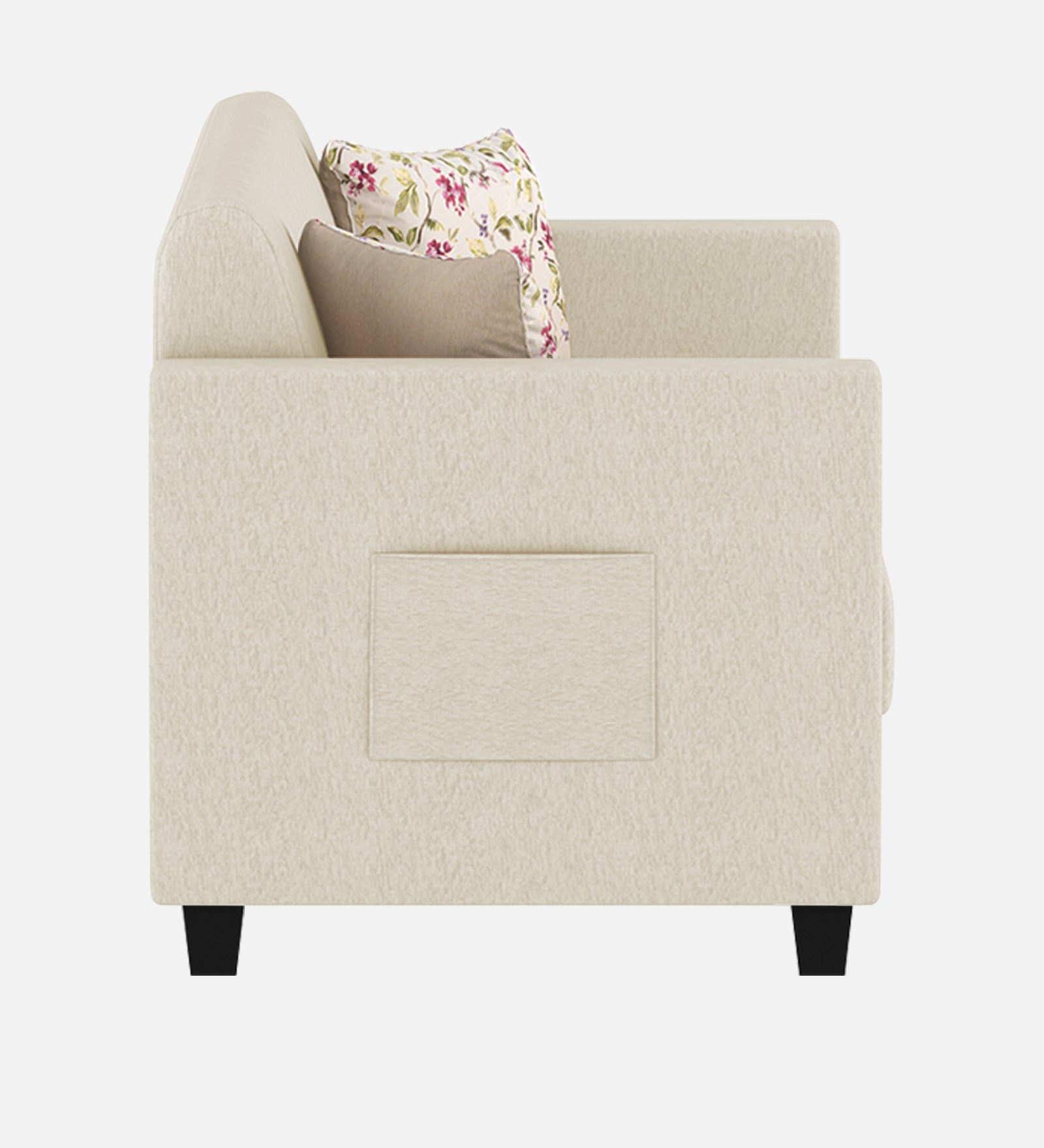 Gozi Fabric 1 Seater Sofa In Ivory Cream Colour