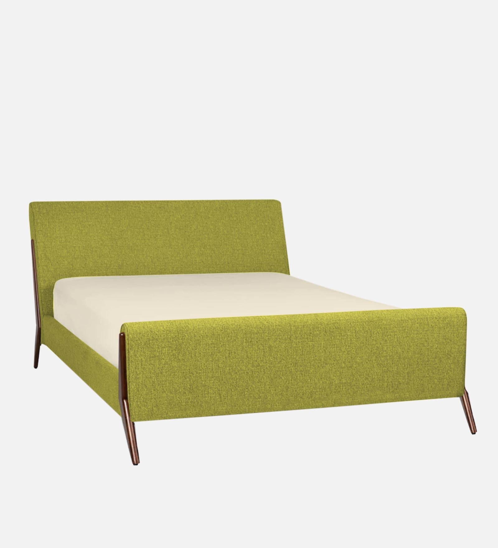 Catla Fabric Queen Size Bed In Parrot Green Colour