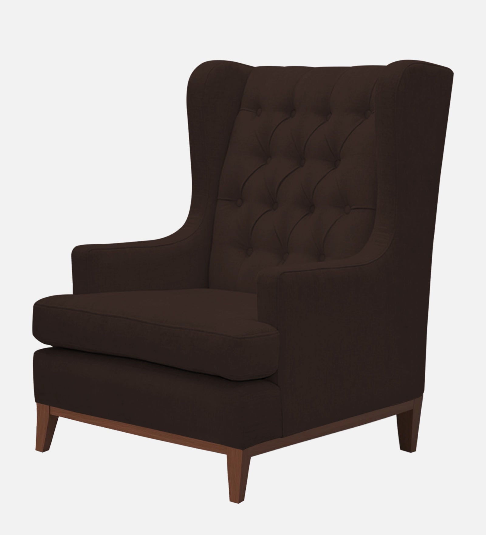 Panas Fabric 1 Seater Wing Chair in Coffee Brown Colour